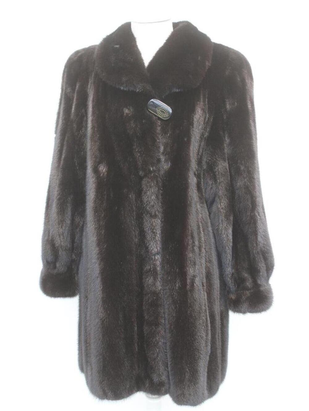 Excellent Canadian Dark Ranch Mink Fur Jacket Coat Women Woman Size 8 Medium